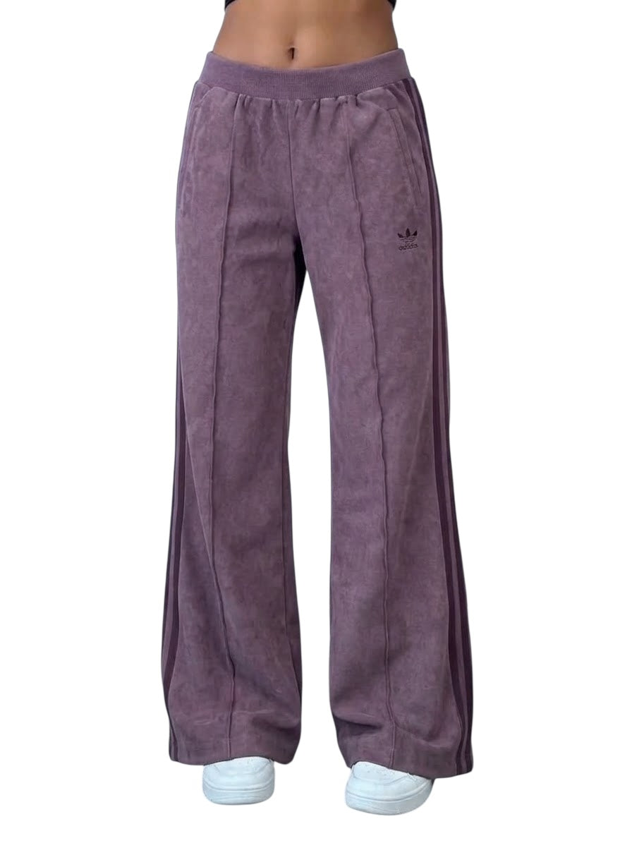 Adidas Woman Purple Flared Velvet Trackpants (M)